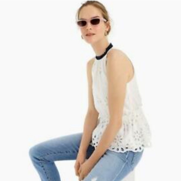 J Crew sleeveless eyelet‎ peplum blouse size small - Picture 2 of 16